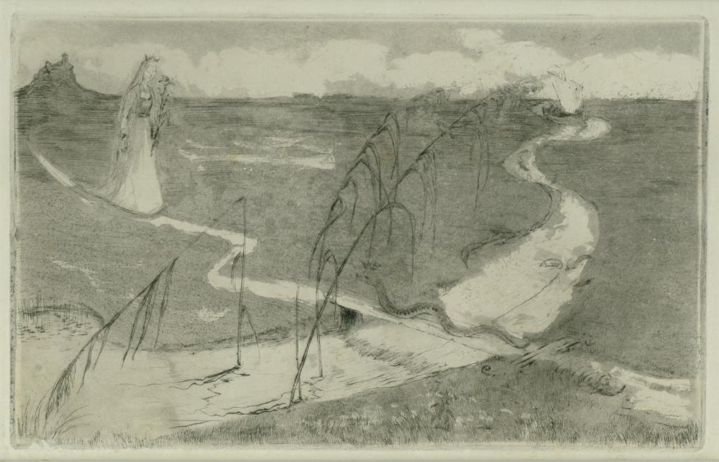 Gustavs &Scaron;ķilters.&nbsp;Pasaka "Zalk&scaron;a līgava".&nbsp;1912. Papīrs, oforts.&nbsp;LNMM kolekcija