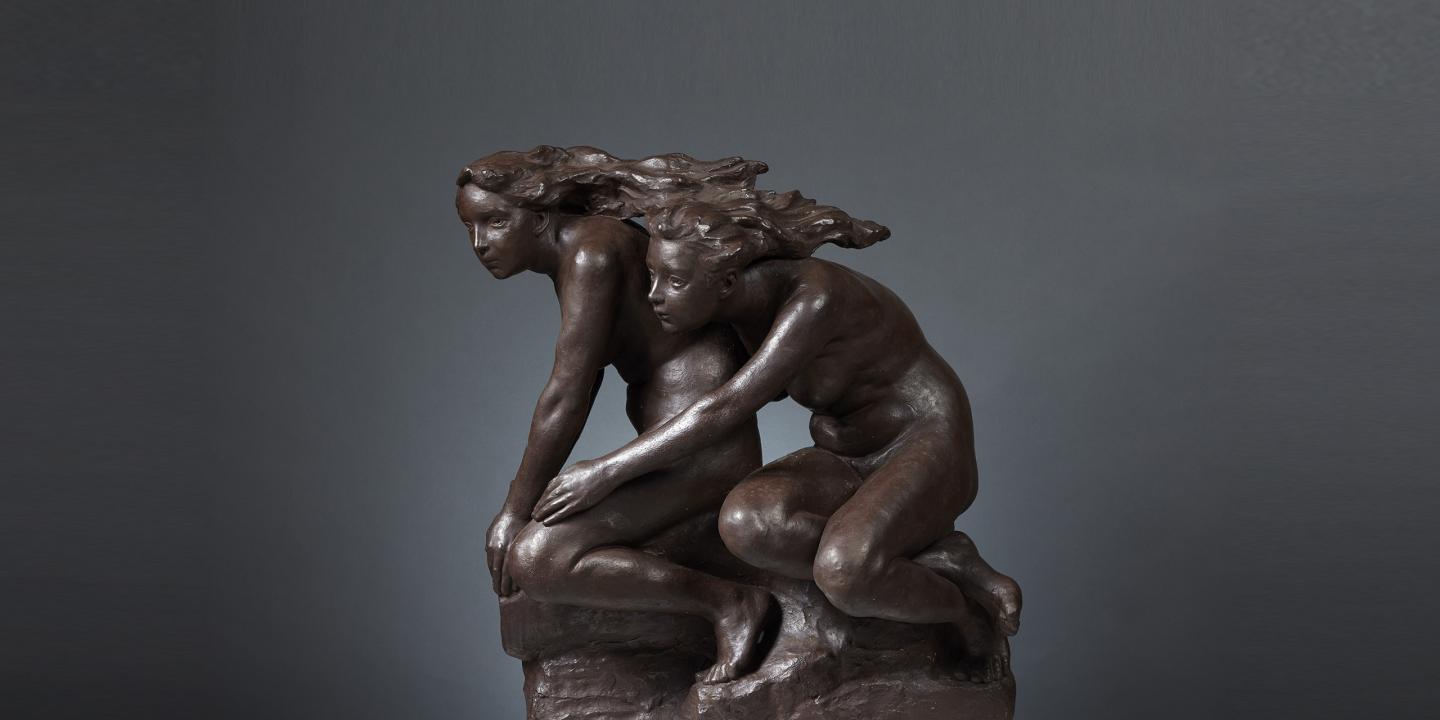 Gustavs &Scaron;ķilters.&nbsp;Raganas uz piestas.&nbsp;1914. Patinēts ģipsis.&nbsp;LNMM kolekcija