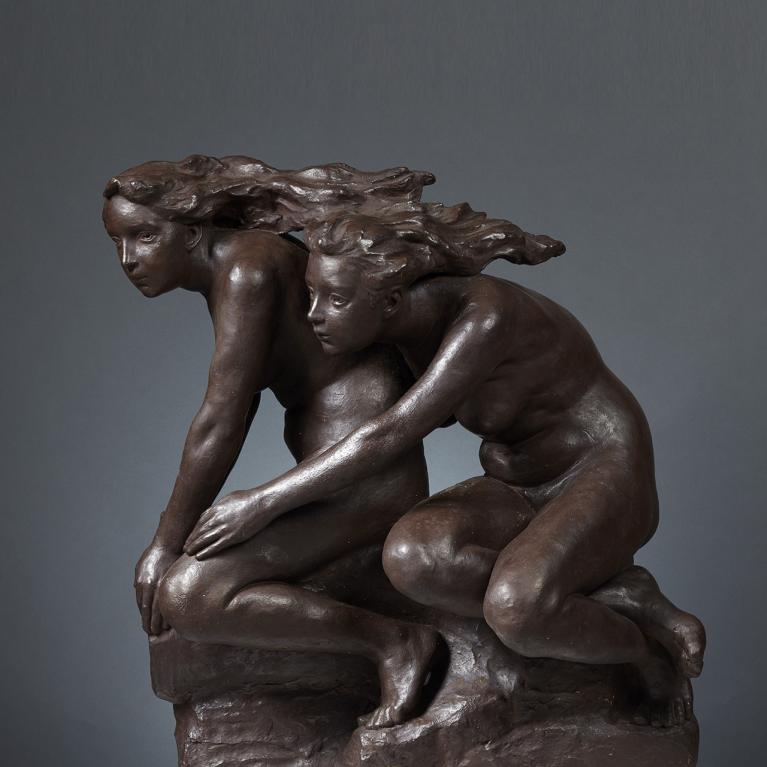 Gustavs &Scaron;ķilters.&nbsp;Raganas uz piestas.&nbsp;1914. Patinēts ģipsis.&nbsp;LNMM kolekcija