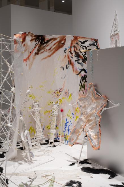 Works by Elza Sīle at the Purvītis Prize 2025 exhibition.