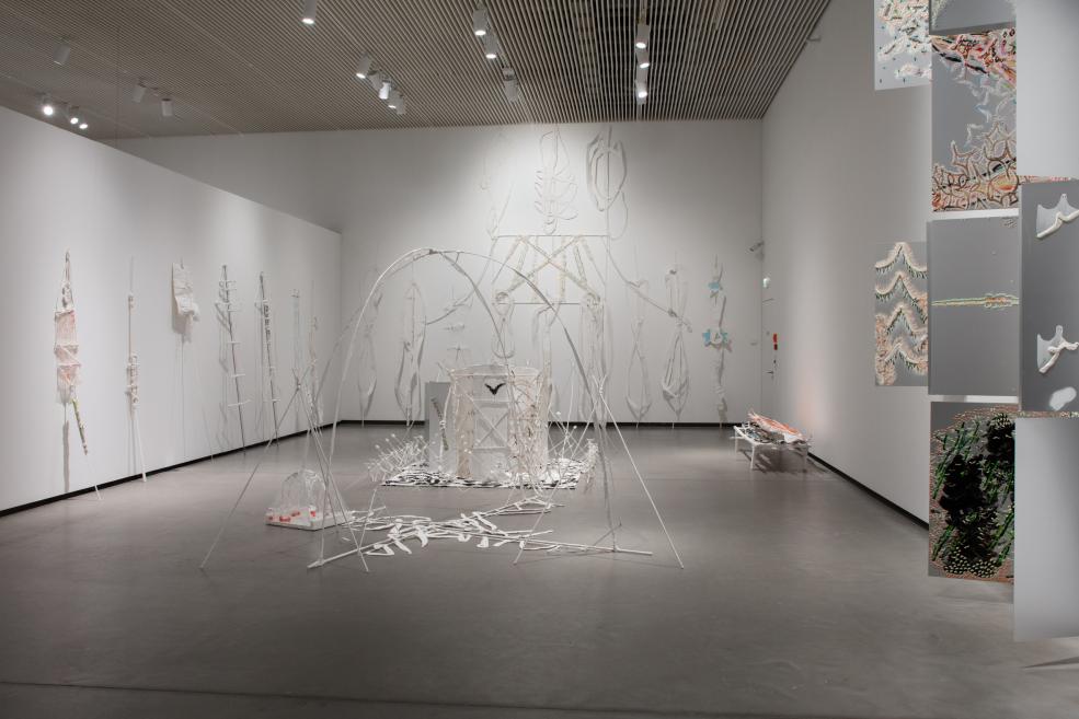 Works by Elza Sīle at the Purvītis Prize 2025 exhibition.