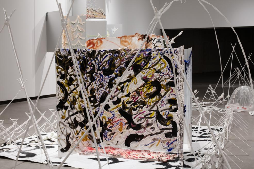 Works by Elza Sīle at the Purvītis Prize 2025 exhibition.