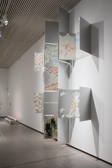Works by Elza Sīle at the Purvītis Prize 2025 exhibition.