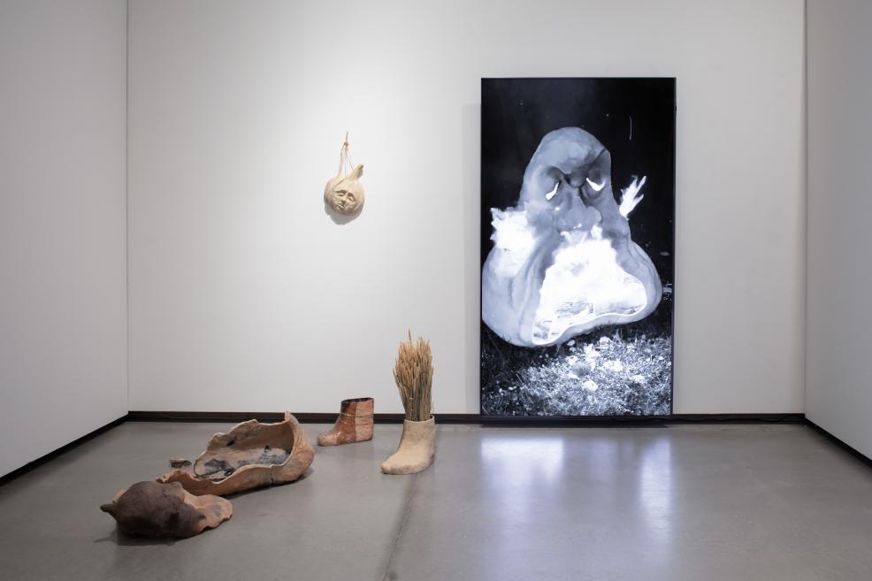 Works by Ieva Kraule-Kūna at the Purvītis Prize 2025 exhibition.