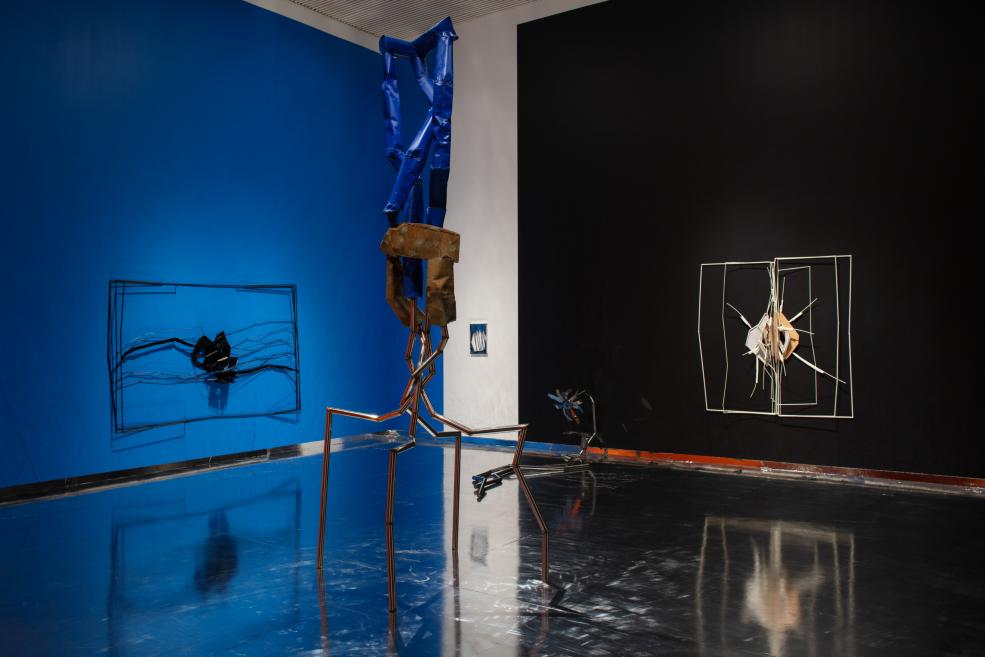 Works by Indriķis Ģelžs at the Purvītis Prize 2025 exhibition.