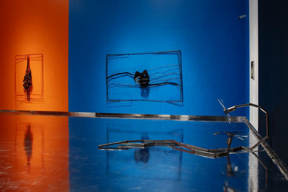 Works by Indriķis Ģelžs at the Purvītis Prize 2025 exhibition.