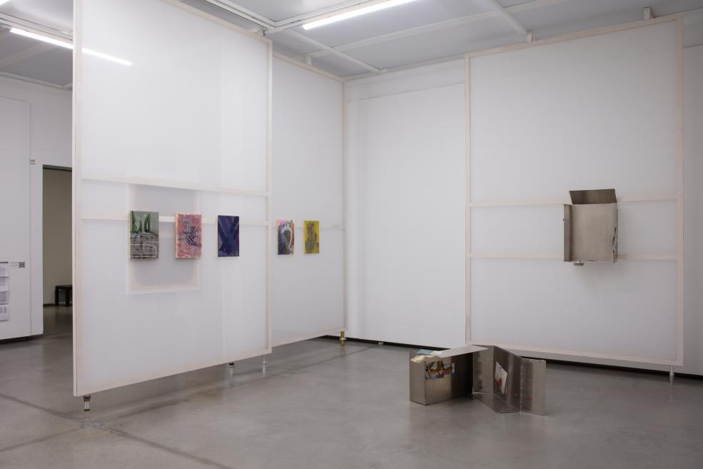 Works by Inga Meldere and Luīze Nežberte at the Purvītis Prize 2025 exhibition.