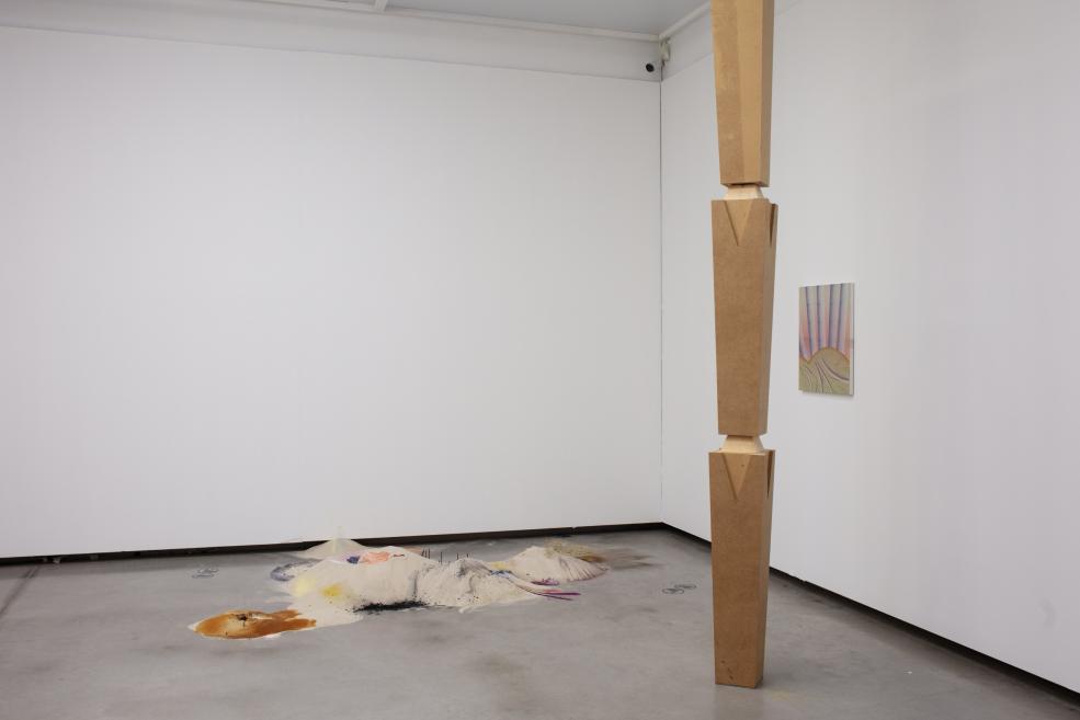 Works by Inga Meldere and Luīze Nežberte at the Purvītis Prize 2025 exhibition.