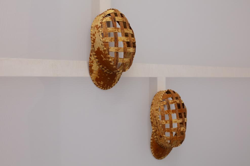 Works by Inga Meldere and Luīze Nežberte at the Purvītis Prize 2025 exhibition.