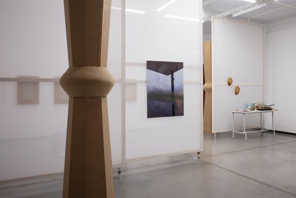 Works by Inga Meldere and Luīze Nežberte at the Purvītis Prize 2025 exhibition.