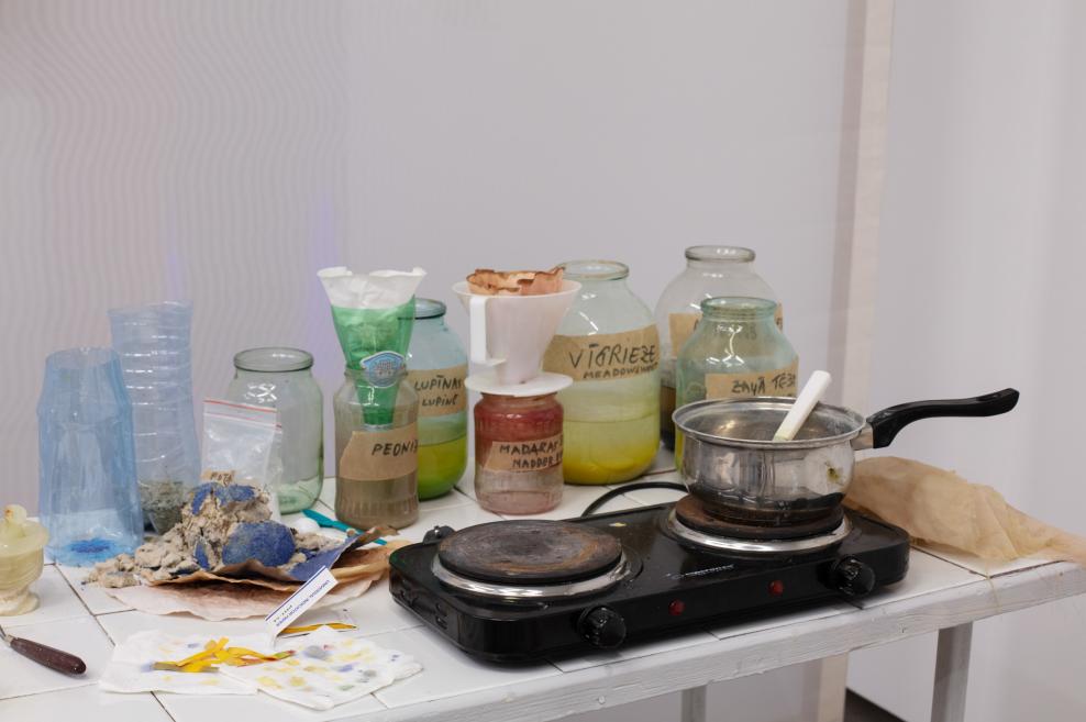 Works by Inga Meldere and Luīze Nežberte at the Purvītis Prize 2025 exhibition.
