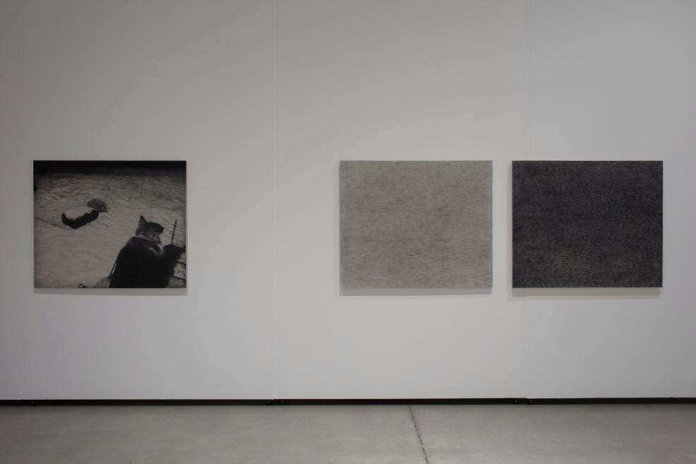 Works by Luīze Rukšāne at the Purvītis Prize 2025 exhibition.