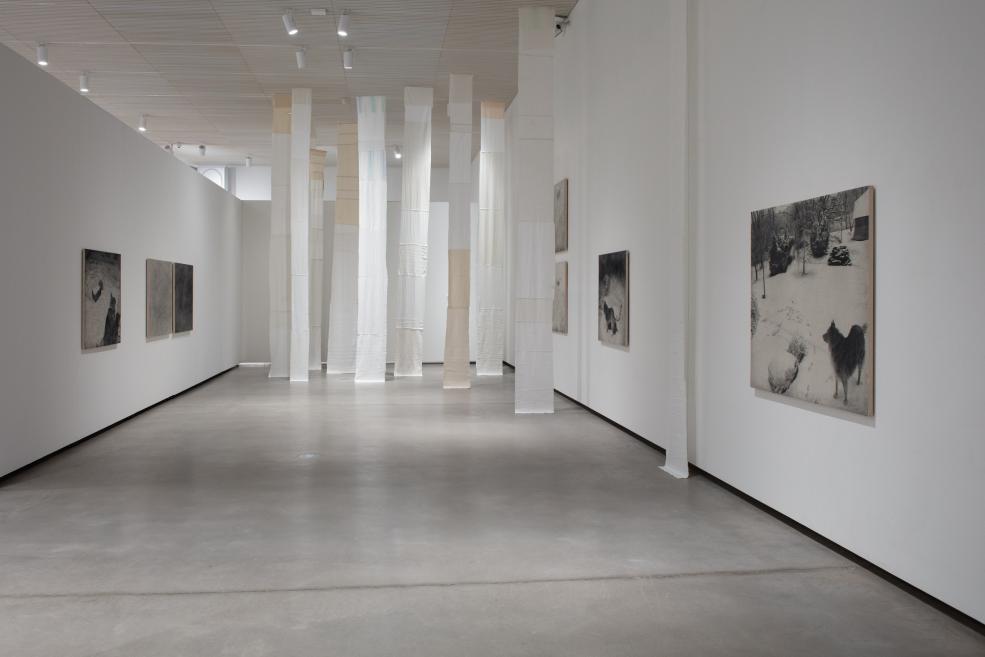 Works by Luīze Rukšāne at the Purvītis Prize 2025 exhibition.
