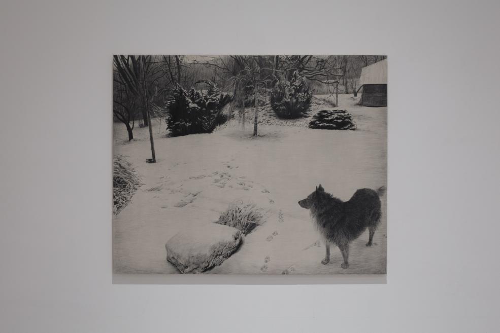 Works by Luīze Rukšāne at the Purvītis Prize 2025 exhibition.