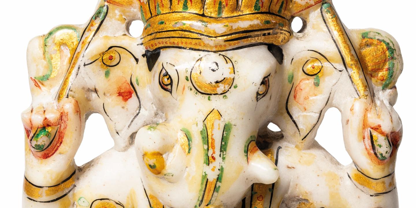 Ganesha. Detail. North India, late 19th c. Alabaster, paint. Collection of the Latvian National Museum of Art, Riga. Publicity photo