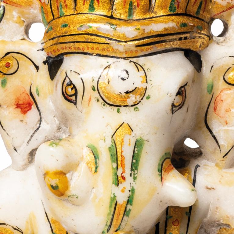 Ganesha. Detail. North India, late 19th c. Alabaster, paint. Collection of the Latvian National Museum of Art, Riga. Publicity photo