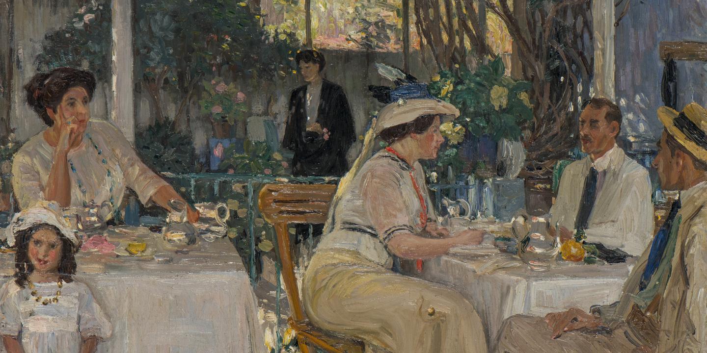 Janis Rozentāls. Uz terases (Veranda Kapri). 1912. Audekls, kartons, eļļa. LNMM kolekcija. Foto: Normunds Brasliņ&scaron;