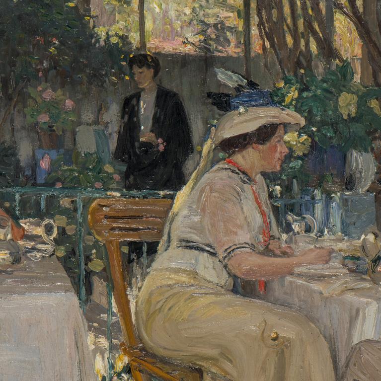 Janis Rozentāls. Uz terases (Veranda Kapri). 1912. Audekls, kartons, eļļa. LNMM kolekcija. Foto: Normunds Brasliņ&scaron;