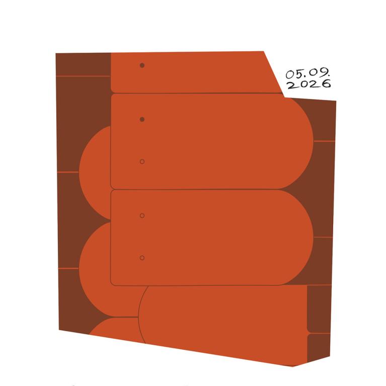 Abstrakta grafiska kompozīcija ar oranžbrūniem blokiem un uzrakstu 05.09.2026 augšējā labajā stūrī.