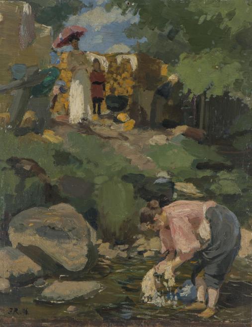 Janis Rozentāls (1866&ndash;1916). Veļas mazgātāja. 1896. Audekls, kartons, eļļa. LNMM kolekcija. Foto: Normunds Brasliņ&scaron;