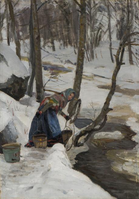 Janis Rozentāls (1866&ndash;1916). Pie strauta. 1901. Audekls, eļļa. LNMM kolekcija. Foto: Normunds Brasliņ&scaron;