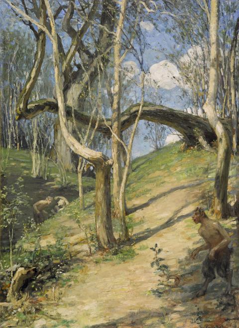 Janis Rozentāls (1866&ndash;1916). Parka ainava ar fauniem. Ap 1900. Audekls, eļļa. LNMM kolekcija. Foto: Normunds Brasliņ&scaron;