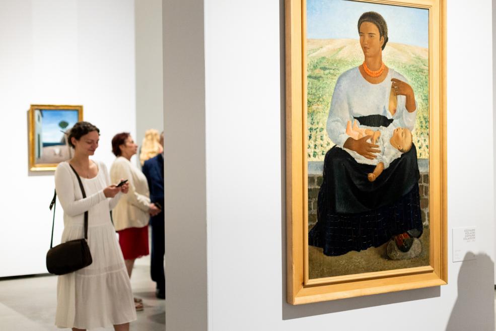 Skats no izstādes &ldquo;Itālijas gaisma: no Fatori līdz Morandi&rdquo; Latvijas Nacionālajā mākslas muzejā. 2025. Foto: Kristīne Madjare