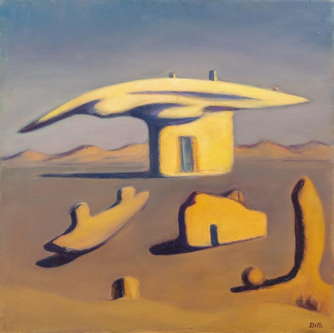 Abstract yellow houses in the desert.