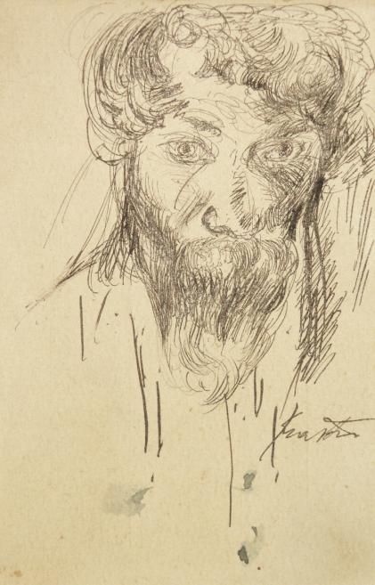 Pēteris Krastiņ&scaron;. Pa&scaron;portrets. 1909. Papīrs, tu&scaron;a. LNMM kolekcija