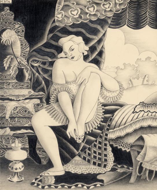 Hilda&nbsp;Vīka. Rīta stundā. 1927. Papīrs, zīmulis.&nbsp;LNMM kolekcija