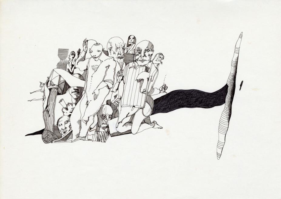 Vilnis Zābers. Bez nosaukuma. Ap 1990. Papīrs, tu&scaron;as pildspalva, flomāsters. LNMM kolekcija