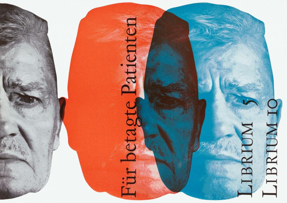 Roche grafikas departaments. Librium 5, Librium 10. F&uuml;r betagte Patienten [Gados vecākiem pacientiem]. 1961. Papīrs, ofseta druka. Roche arhīvs, Bāzele, &Scaron;veice. Publicitātes foto