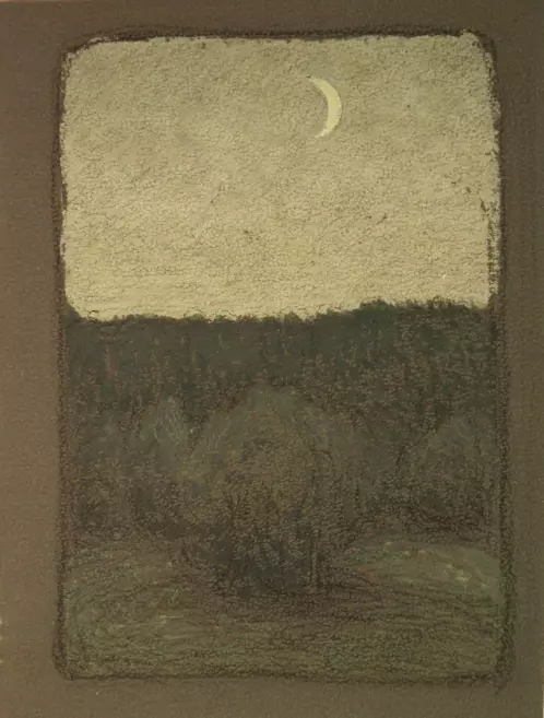 Pēteris Krastiņ&scaron; (1882&ndash;1942). Jauns mēness. Ap 1905&ndash;1907. Tonēts papīrs, ogle, gua&scaron;a. LNMM kolekcija. Foto: Andris Začests