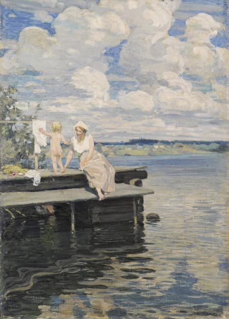 Janis Rozentāls (1866&ndash;1916). Uz mola. 1907. Audekls uz kartona, eļļa. LNMM kolekcija. Foto: Normunds Brasliņ&scaron;