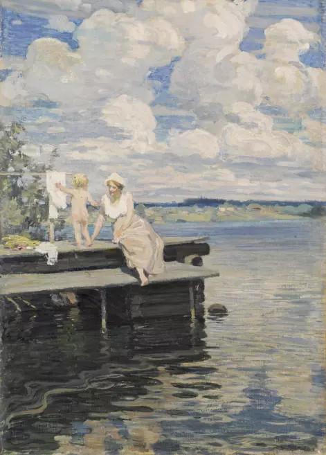 Janis Rozentāls (1866&ndash;1916). Uz mola. 1907. Audekls uz kartona, eļļa. LNMM kolekcija. Foto: Normunds Brasliņ&scaron;
