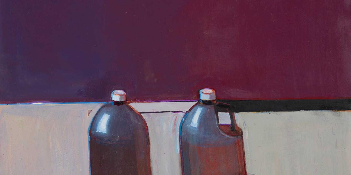 Raimonds Staprāns. Divas pudeles ar tum&scaron;o tomātu mērci. 2010. Audekls, eļļa. Staprānu ģimenes kolekcija