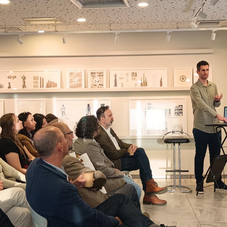 Participants of the “Talking Heads: Conversation with the Art of the Past” workshop discussing the ethical and responsible use of technology in Thessaloniki, Greece.