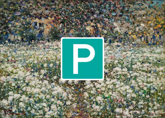 Purvīša darbs ar ziedošu pļavu