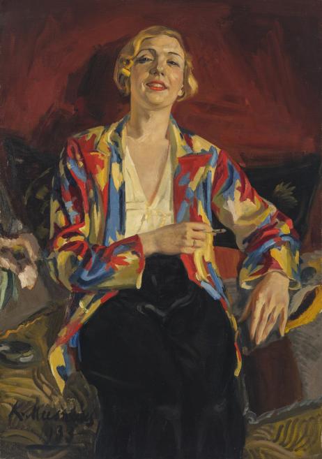 Kārlis Miesnieks (1887&ndash;1977). Dāma pidžamā. 1933. Audekls, eļļa. LNMM kolekcija. Foto: Normunds Brasliņ&scaron;