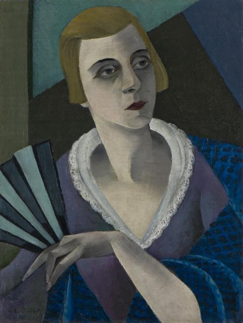 Aleksandra Beļcova (1892&ndash;1981). Nastja ar vēdekli. 1920. Audekls, eļļa. SBM kolekcija. Foto: Normunds Brasliņ&scaron;