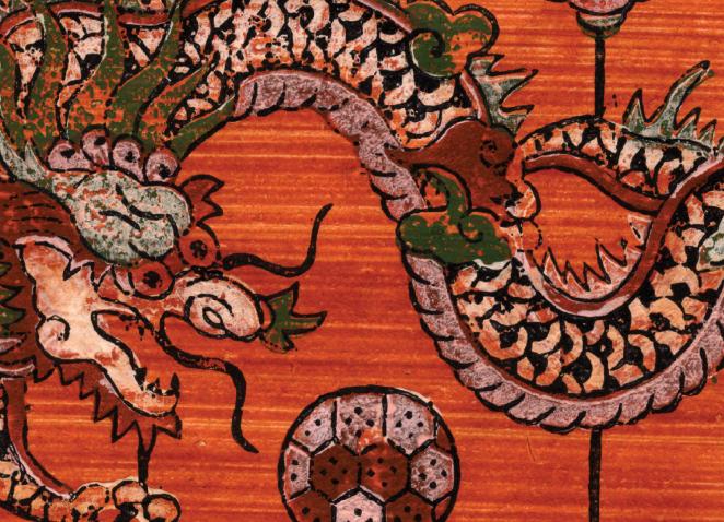Drawn dragon on an orange background