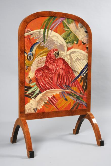 Leonetto Cappiello (1875&ndash;1942), Francis Jourdain (1876&ndash;1958). Parrots. Fireplace screen. 1925. Wool, silk, amboyna wood. Mobilier national collection. Photo: Isabelle Bideau