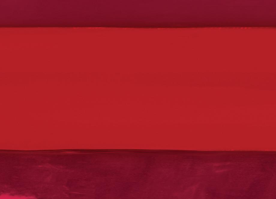 Abstract artwork in shades of red with horizontal and vertical color fields.
