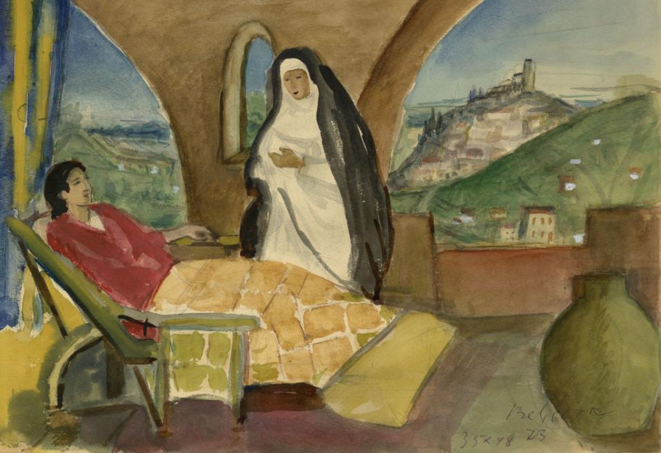 A nun at the patient's bed.