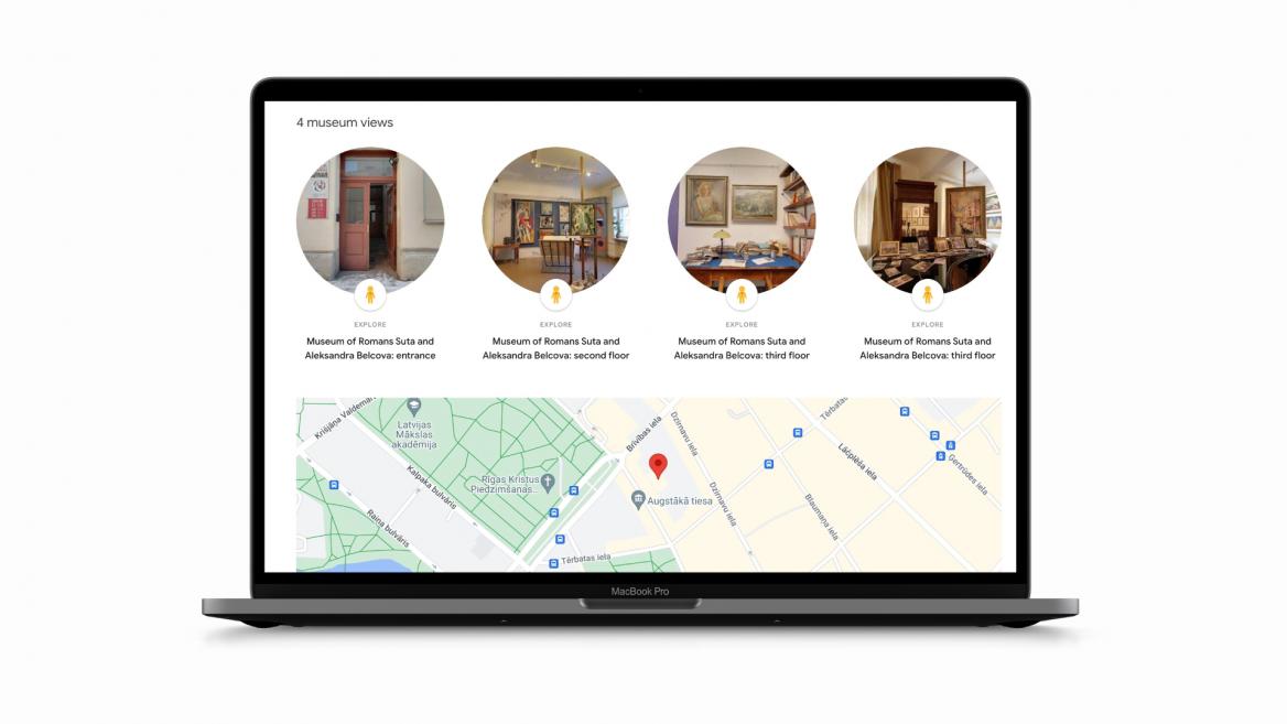 Ekrān&scaron;āviņ&scaron; no Romana Sutas un Aleksandras Beļcovas muzeja profila &ldquo;Google Arts &amp; Culture&rdquo; dažādās ierīcēs. 2024. Publicitātes foto