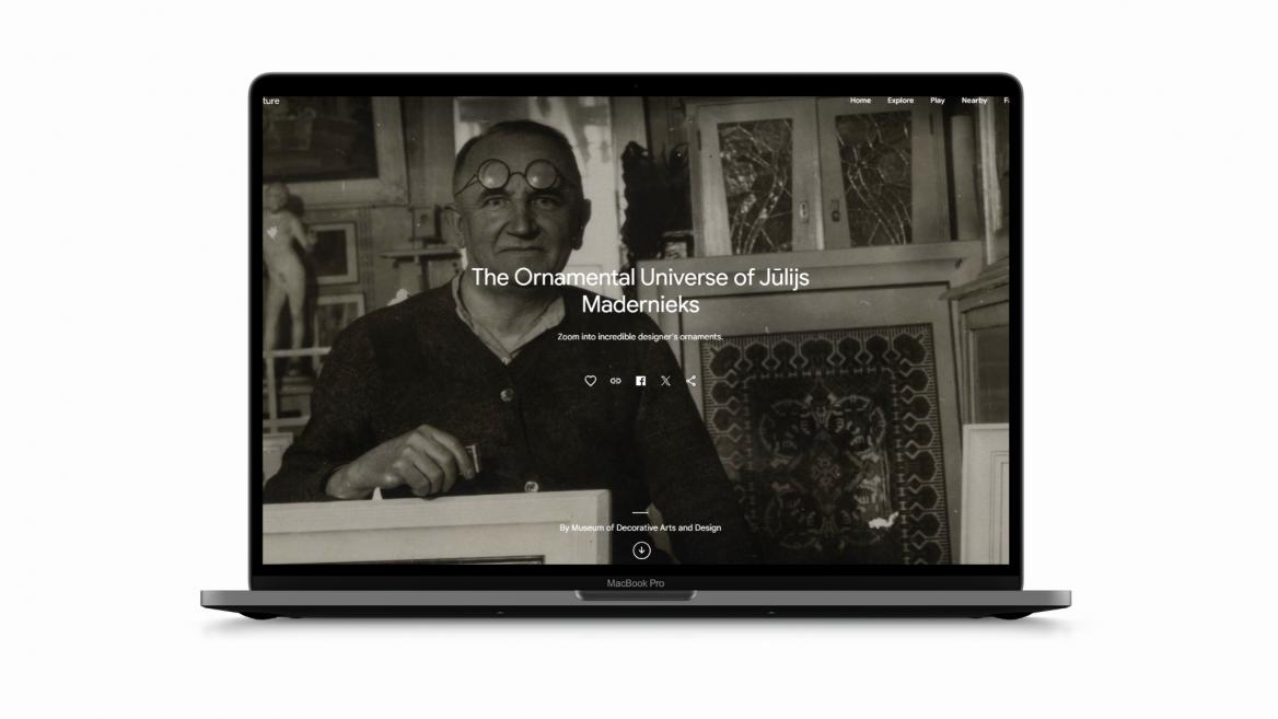 Ekrān&scaron;āviņ&scaron; no Dekoratīvās mākslas un dizaina muzeja profila &ldquo;Google Arts &amp; Culture&rdquo; dažādās ierīcēs. 2024. Publicitātes foto