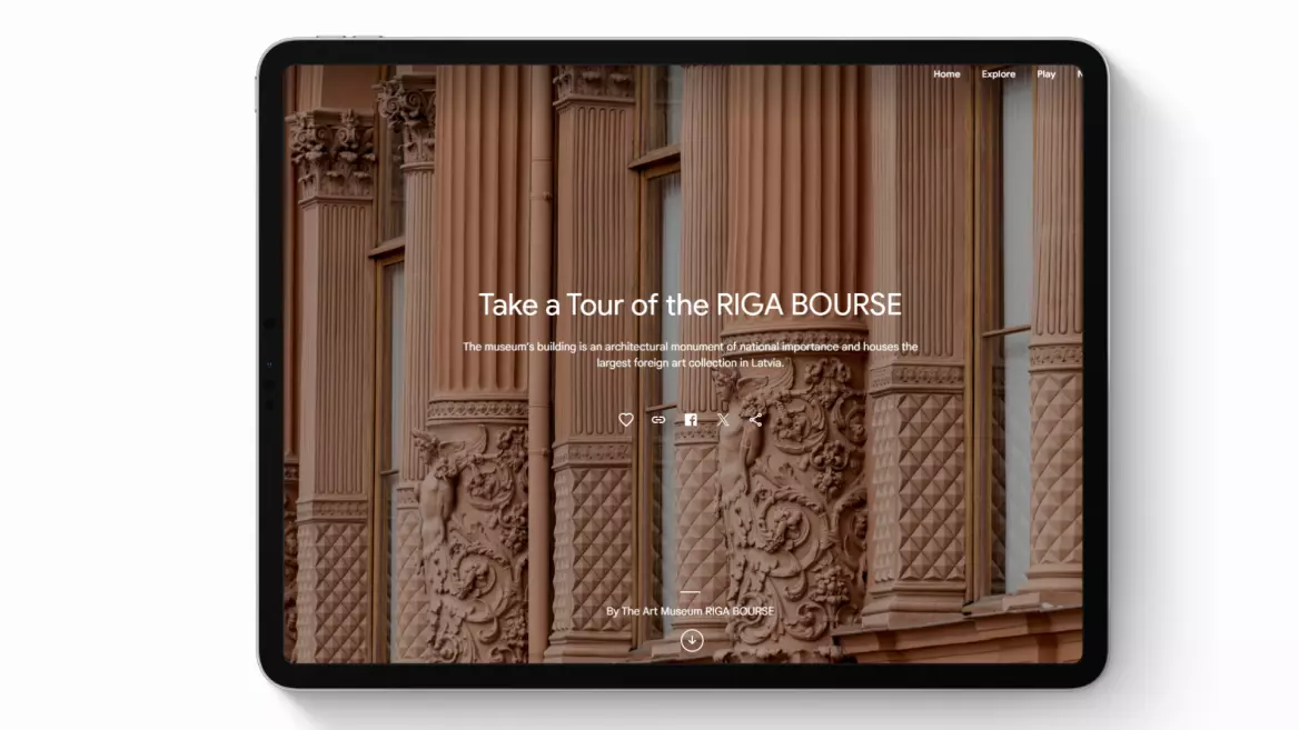 Screenshot from the Google Arts &amp; Culture profile of the Art Museum RIGA BOURSE. 2024. Publicity photo