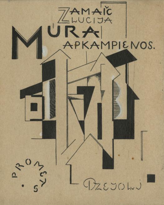 A graphic composition of stylised house forms and constructivist typography creates the modernist book cover design.