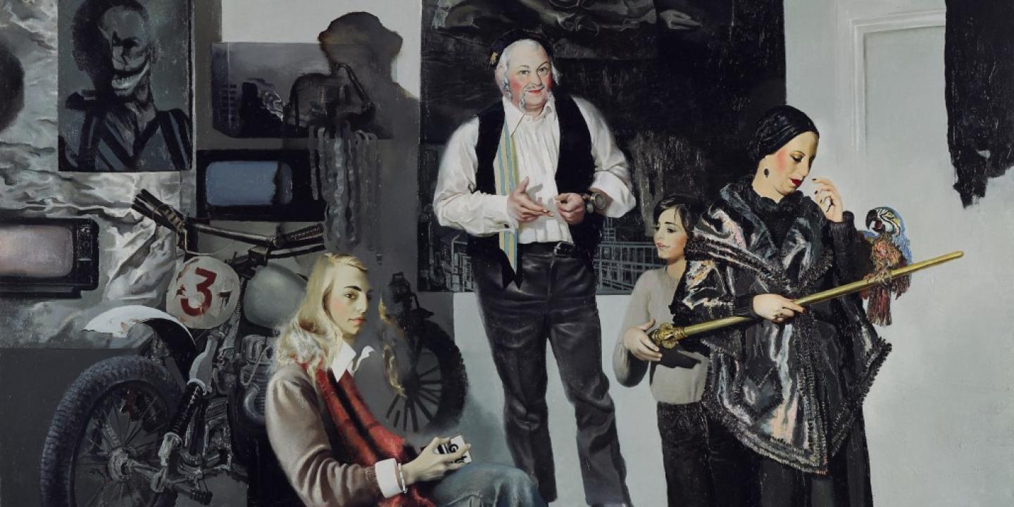 Maija Tabaka. Mākslinieks Volfs Fostels ar ģimeni. 1978. Audekls, eļļa. LNMM kolekcija