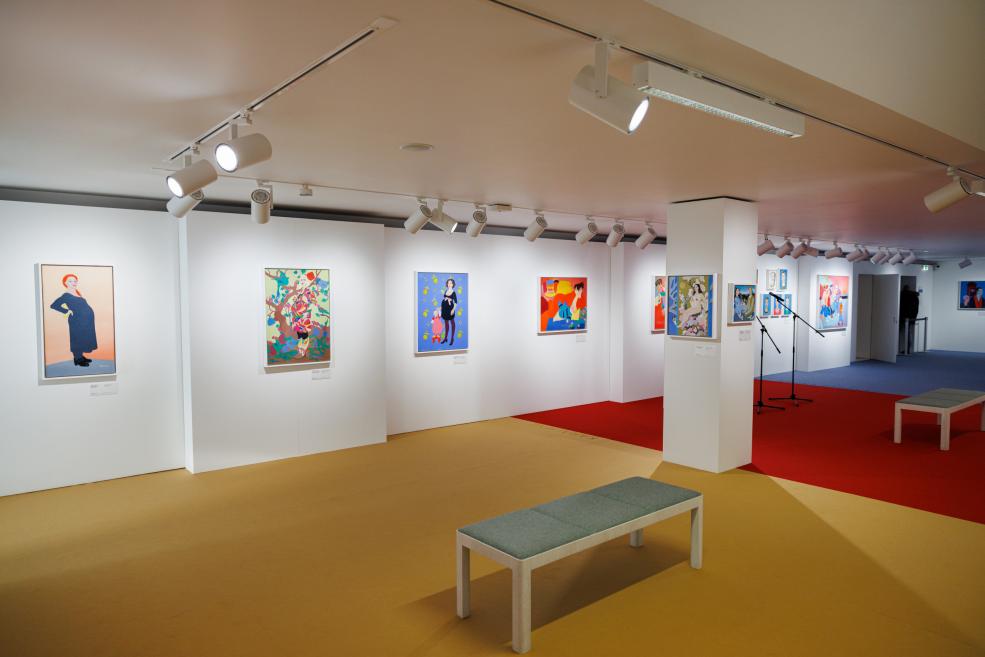 Exhibition hall with artwork.